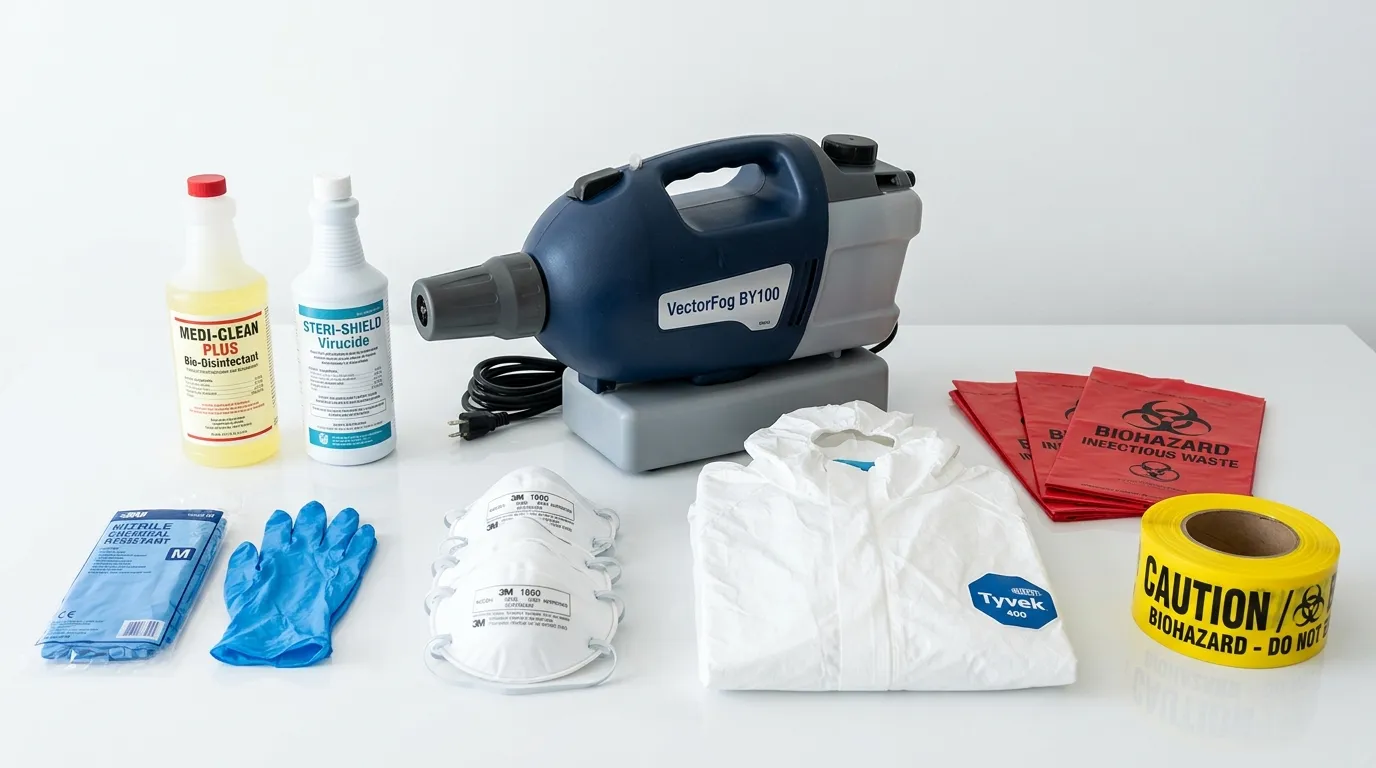 Professional biohazard remediation crew working in Belmont